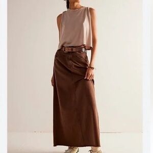 Like new Free People Come As You Are brown denim maxi skirt